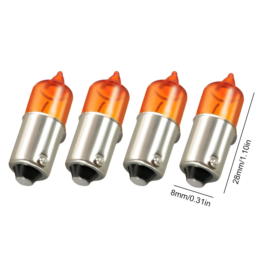 Amber 4Pcs Motorcycle Indicator Bulb Super Bright Motorbike Mini Indicator Light 12V 6W for Motorbike Scooter Automobile