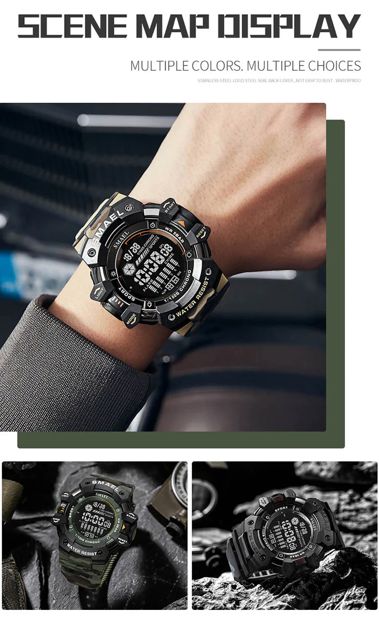 SMAEL Digital Wristwatch with Strong PU Strap