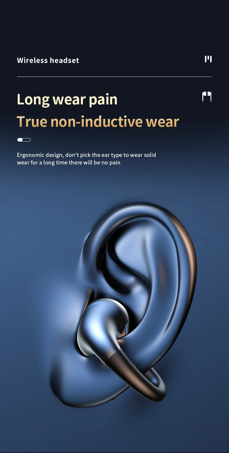 TWS Clip-On Wireless Bluetooth Earbuds with Innovative Painless Wear Technology for Sports S1db26d724a4241fe83c32e52e5614a2f8