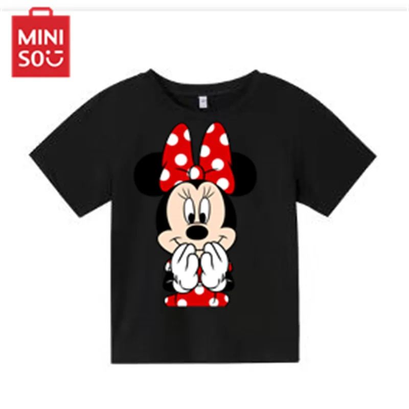 

2024 new spring summer cotton T-shirt cartoon men's and women's clothes children boys white short-sleeved top 100-160