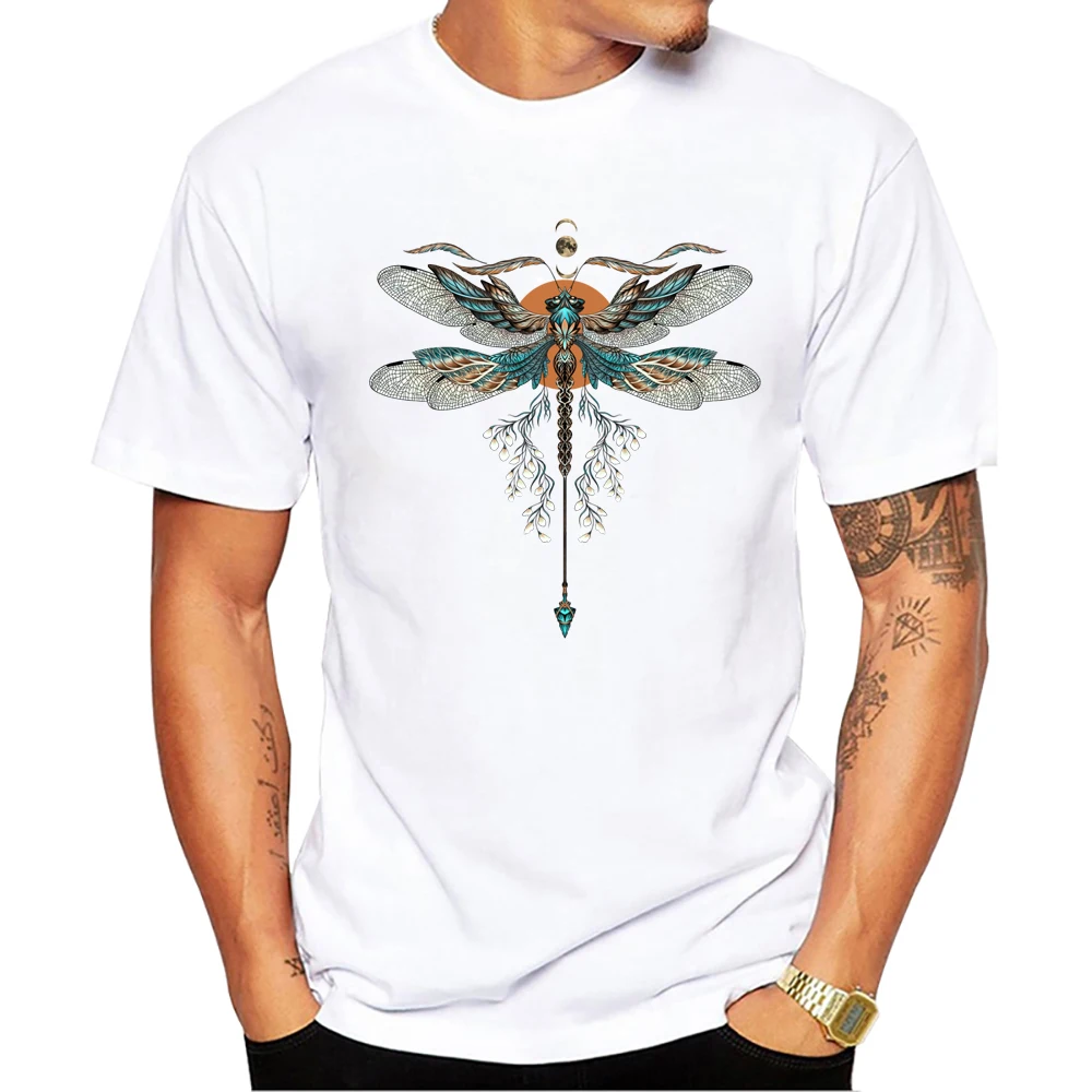 Teehub Vintage Männer T-Shirt Libelle gedruckt T-Shirts Kurzarm T-Shirts Harajuku T-Shirt