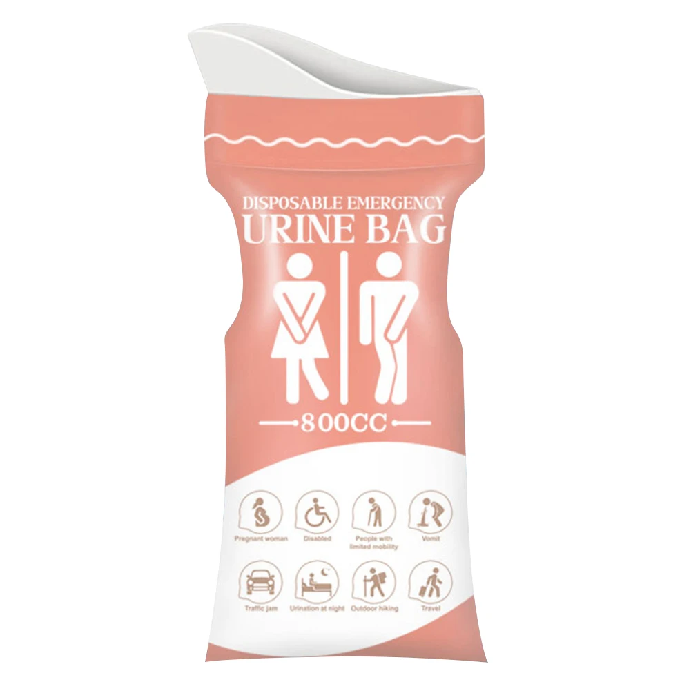 800 ML 일회용 소변기 가방 비상 소변 가방 캠핑 하이킹 임신 환자 어린이를위한 남여 소변기 가방