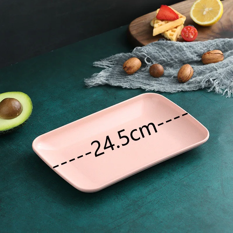 Creative Wheat Straw Rectangular Plate Dessert Sushi Pasta Plate Dishes Dinner Healthy Tableware Kitchen Cooking Utensils dining dish