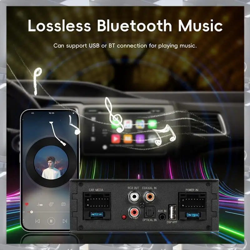 Hot Selling-Car Digital Signal Processor Amplifier For Radio Stereo Subwoofer With Fiber Optic Input Plug And Play,Car Digital S