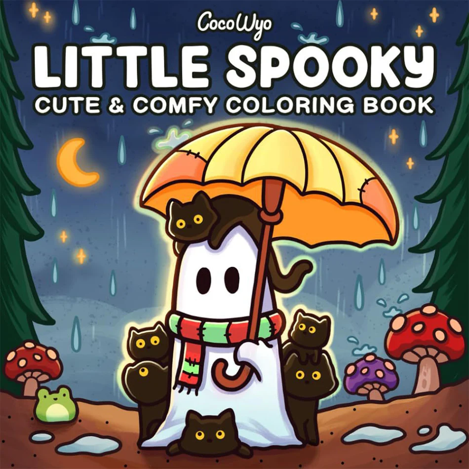 Halloween Coloring Book COZY FRIENDS Coloring Book For Adults And Teens Featuring Adorable Creepy Creatures for Halloween Gifts 4