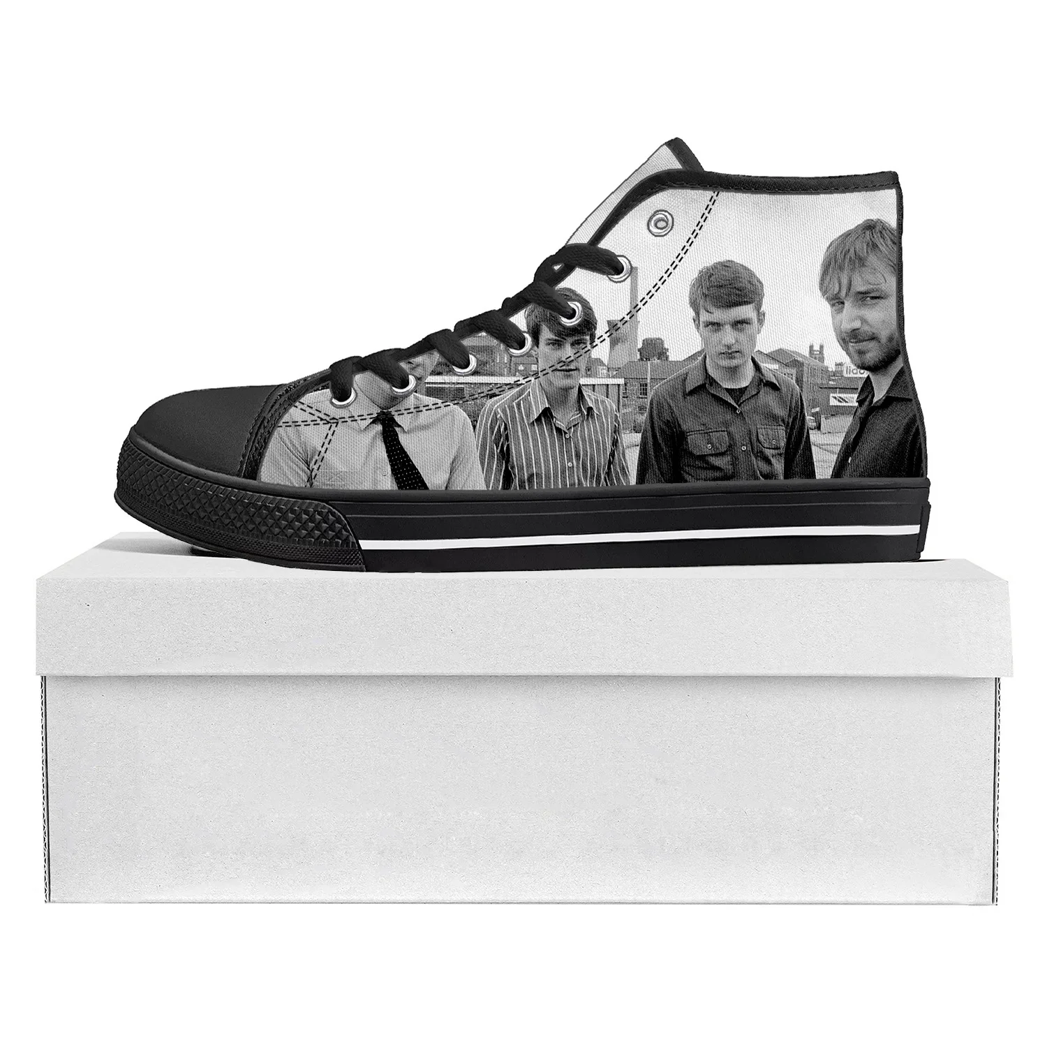 Joy Division Rock Band High Top High Quality Sneakers Mens Womens Teenager Canvas Sneaker Casual Couple Shoes Custom Shoe Black