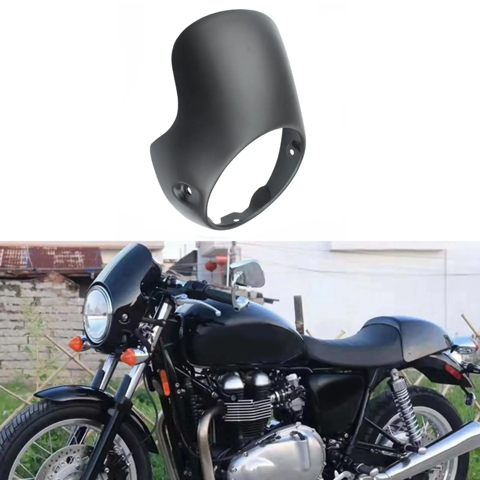 

Black Motorbike 8" Headlight Fairing Screen Retro Cafe Racer Bobber Drag Windshield Fit for Touring Ornamental