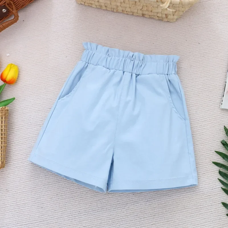 2025 New Summer Kids Wears Children Shorts Cotton Linen Pants Girls Pant Cartoon Casual Pants 4-10 Years 5