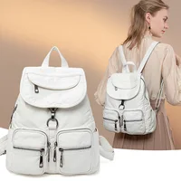 Fashion Soft Sheepskin Genuine Leather Backpacks For Women Waterproof White Travel Backpack Bag Women Back Pack For Girl Backbag 4