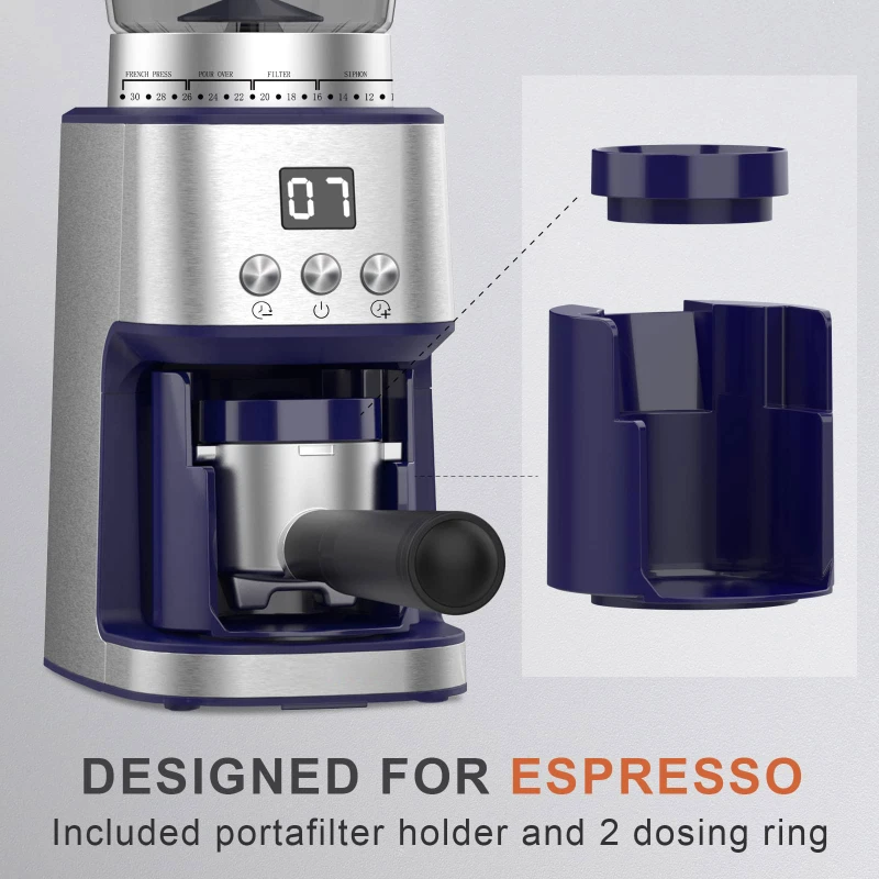 Automatic Burr Mill Coffee Grinder with 31 Gears for Espresso Turkish Coffee  Pour Over Visual Bean Storage - AliExpress