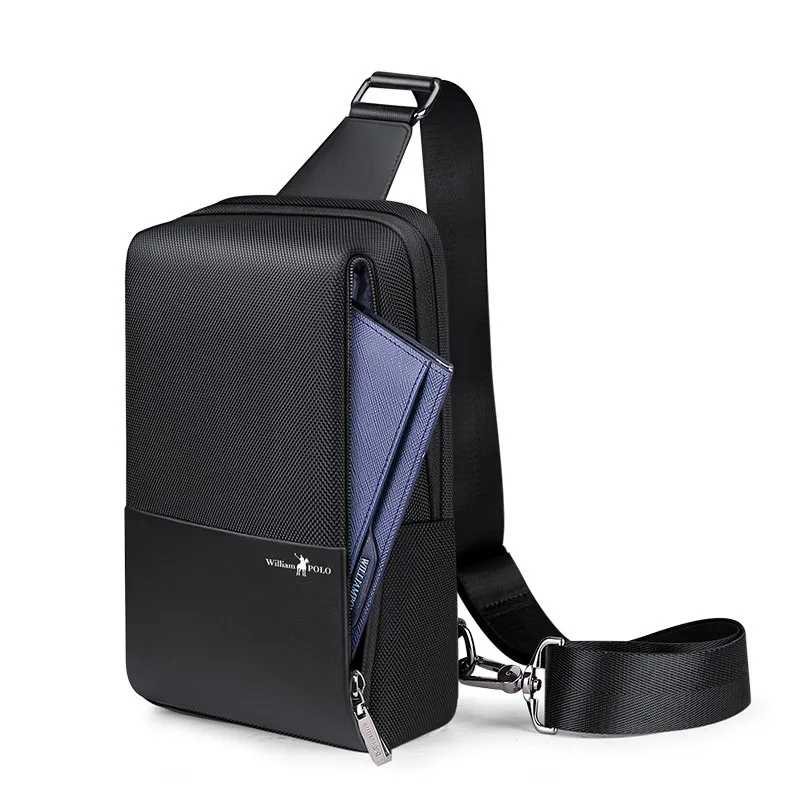 WILLIAMPOLO Business Men's Crossbody Bag Waterproof Oxford Anti-Theft Shoulder Bag Outdoor Travel Sling Chest Bag For Male 2022