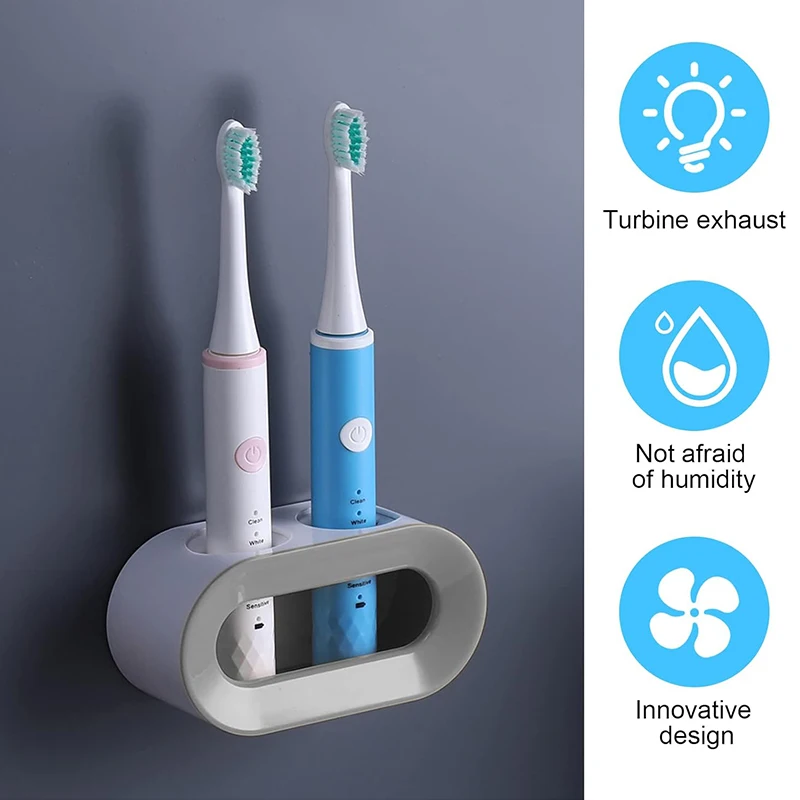Double Hole Electric Toothbrush Holder Wall Mounted Toothbrush Rack Punch-free Storage Hanger Bathroom Accessories