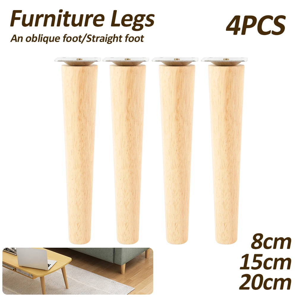 Set of 4 Wooden Furniture Legs - Non-slip Replacement Feet for Tables, Chairs, Sofas, and Beds
