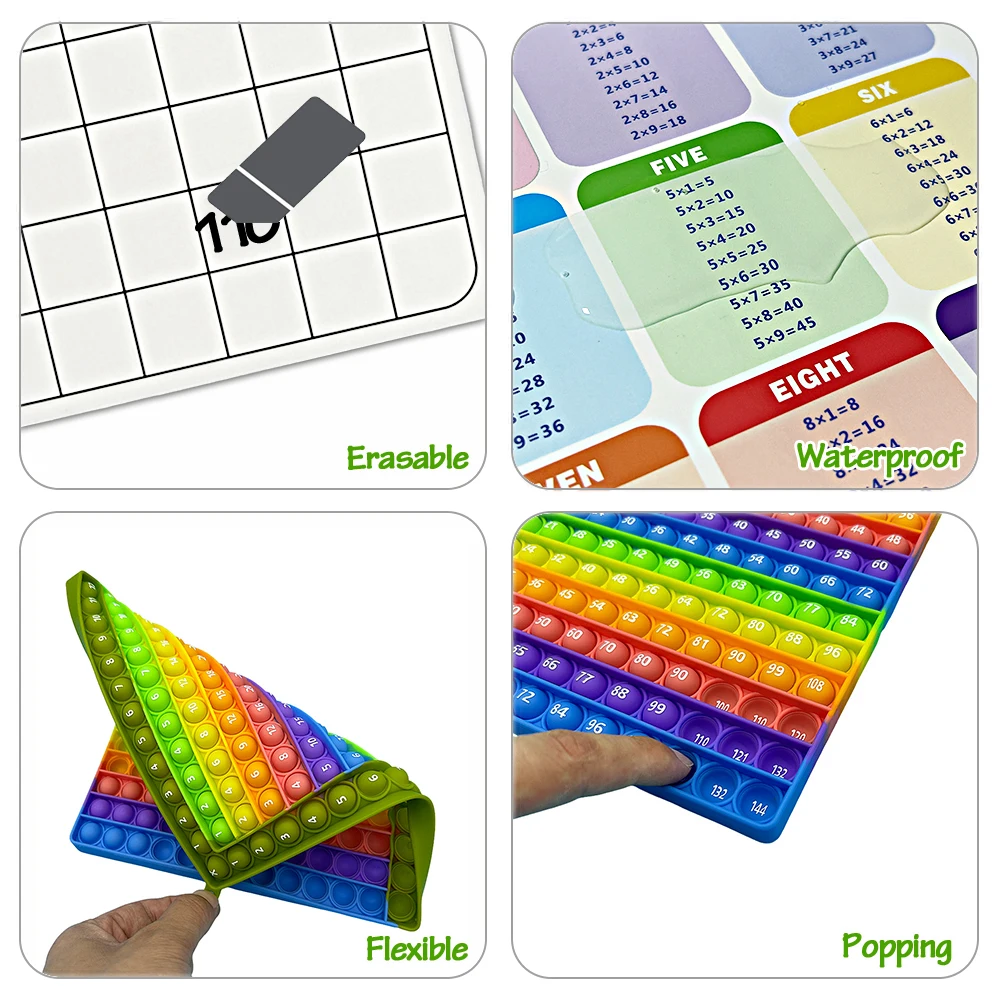 12x12 Multiplikation Mathe-Spiele Karteikarten-Set Löschbarer Stift Schreibtafel Lernspielzeug Wiederverwendbare Übungskarten für Kinder ab 3 Jahren – Detail 14