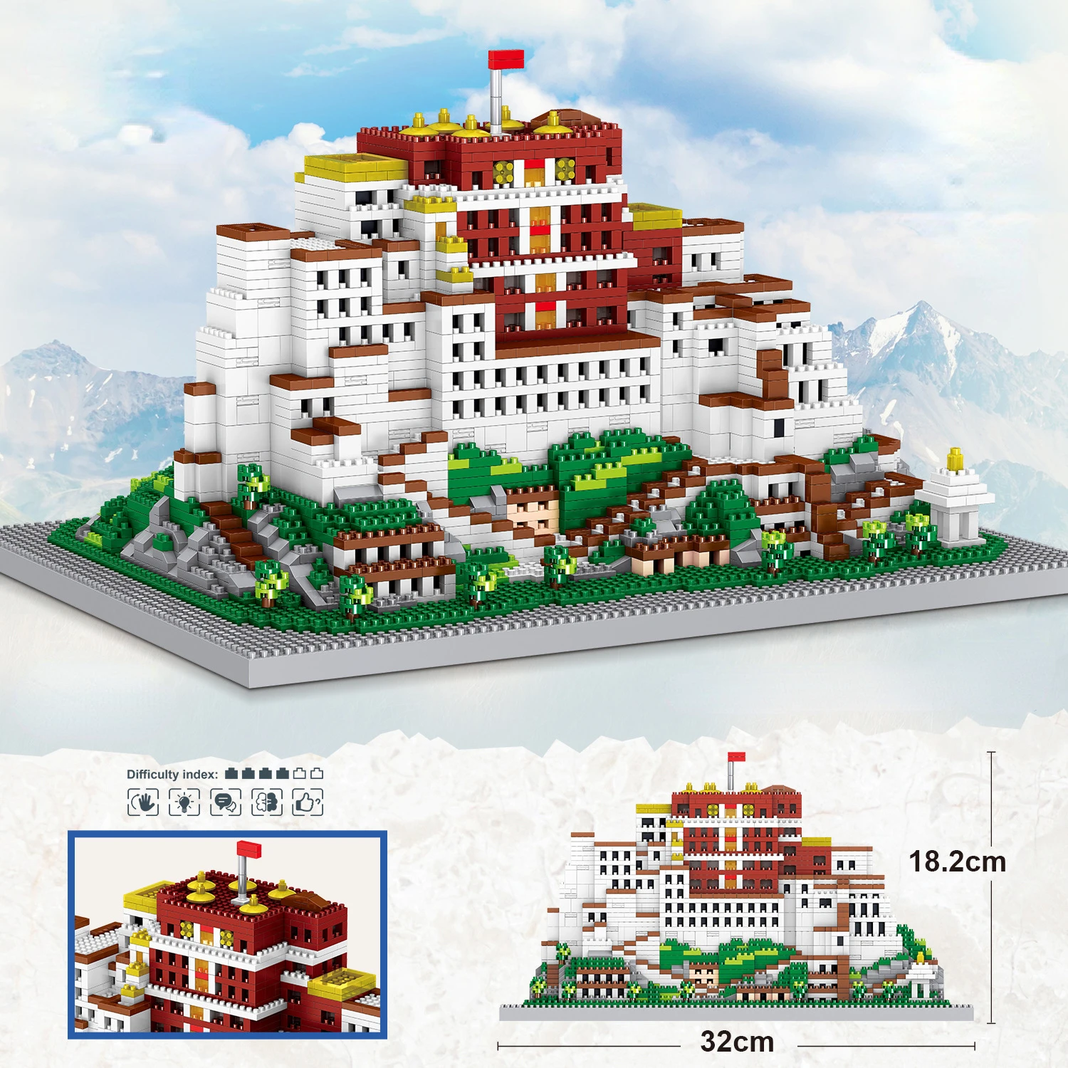 

2782PCS Micro Building Blocks Chinese Architecture Small Potala Palace Diamond Construction Blocks Toy Juguetes Para Ninos Gifts