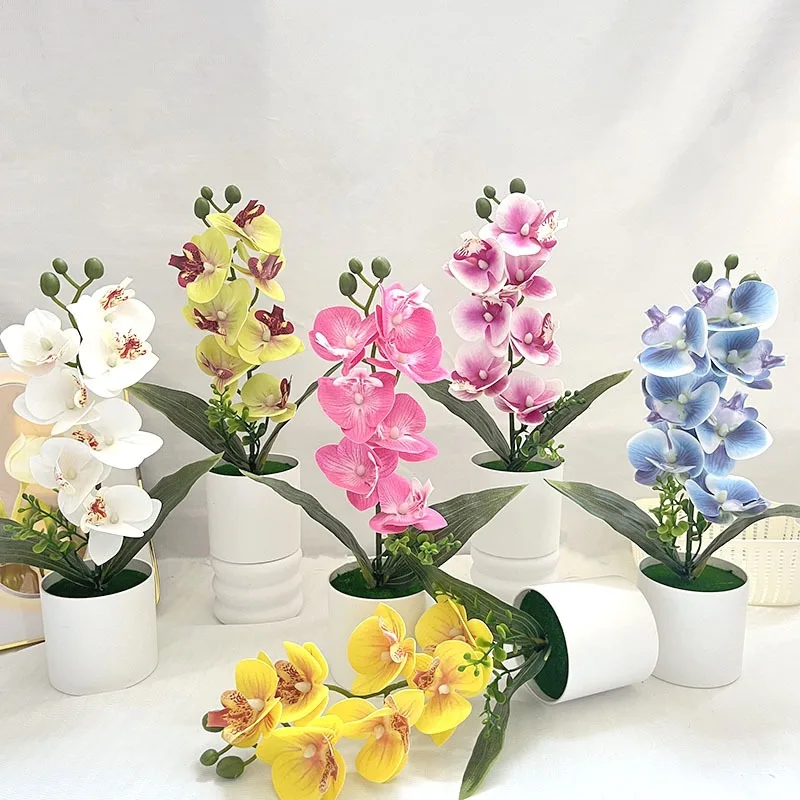 Simulierte Blume Schmetterling Orchidee Topfpflanze 7-Blume Neue Chinesische Dekoration Orchidee Hochzeit Gefälschte Blume Set Dekoration
