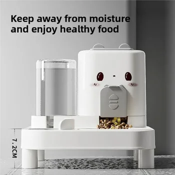 เครื่องให้น้ำและอาหารแมวแบบอัตโนมัติ 1 ชิ้น - ดีไซน์ชิ้นเดียว ป้องกันการหก ความจุขนาดใหญ่ 1