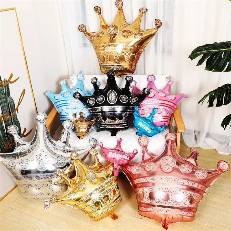 Elegant Crown Foil Balloons - Rose Gold, Silver, Pink, and Blue Party Decorations