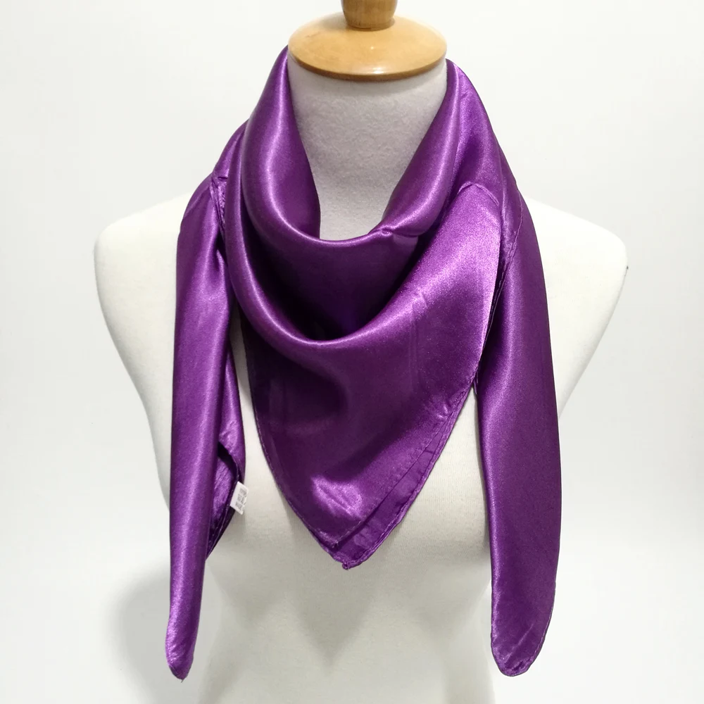 90cm Square Scarf Women New Spring Stain Silk Touch Wrap Shawl Female White Black Color Hijab Scarves Fashion 2