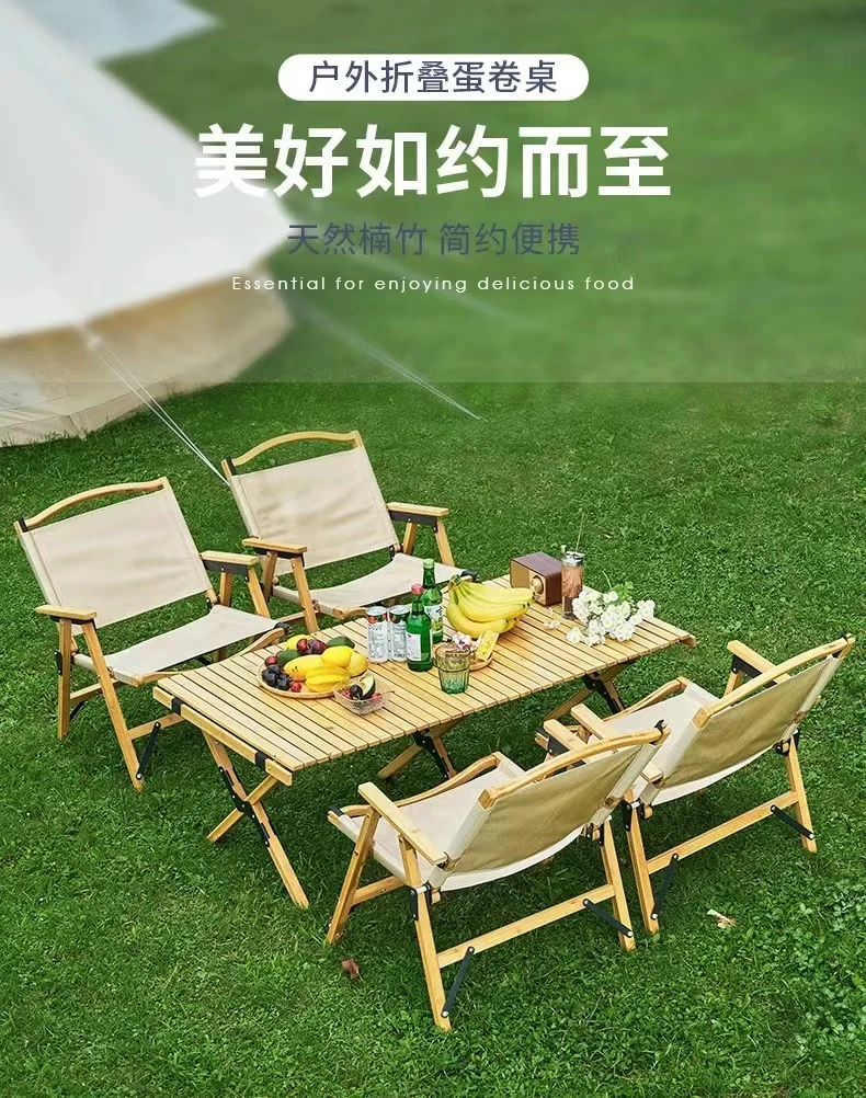 Bamboo dining table Outdoor Folding Table Ultralight Portable Camping