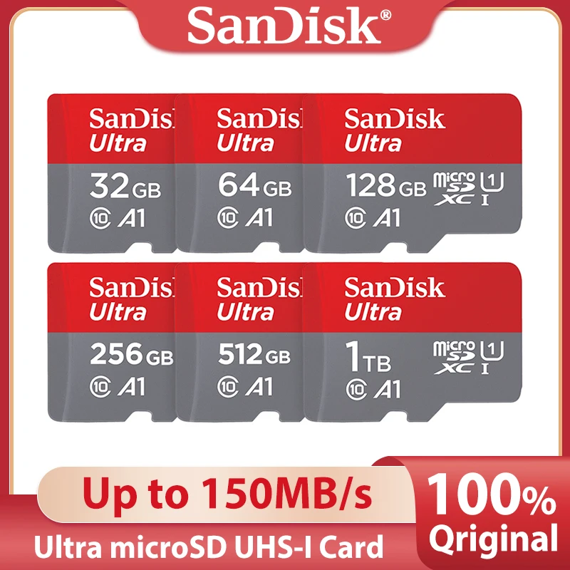 Scheda Di Memoria Sandisk Ultra Micro Sd Originale 32 Gb64Gb 128Gb 256Gb 512Gb 1Tb Ad Alta Velocità A1 C10 Scheda Di Memoria Flash Tf Per Telefono Pc
