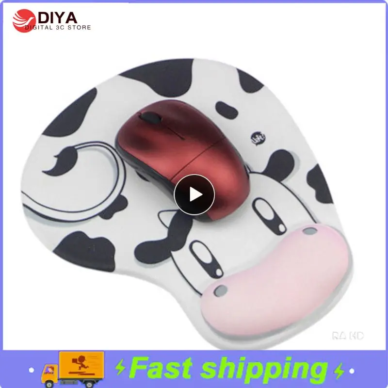 

Коврик для мыши с рисунком коровы, эргономичный коврик для мыши, с подставкой для запястья, для ноутбука, компьютера, антискользящий Настольный коврик