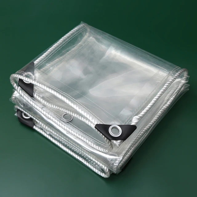 Bâche Transparente Extérieur avec Oeillets, Bâche en Plastique PVC Bâche  Imperméable Transparente Indéchirable et Coupe-Vent