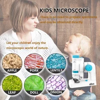 Children's Microscope 60x-200x Biological Microscope Set Portable Microscope Microbiology Exploration for Elementary Students 2