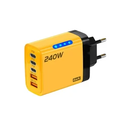 5 - in - 1 GaN 240W Fast Charging USB - C Desktop Charger Adapter - Yellow EU