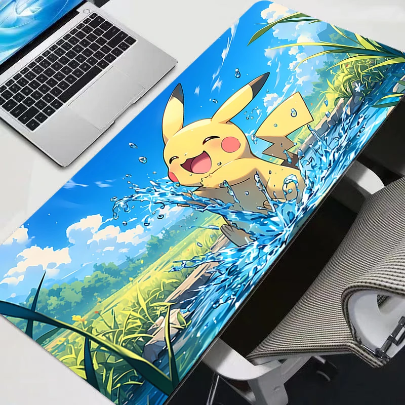 Large Gaming P-pokemon Pikachu Mousepad Keyboard Pad Gamer Mouse Pad on The Table Speed Desk Mat Anime 900x400 Soft Mouse Mats 5