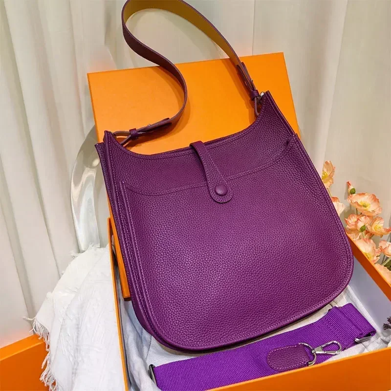 

Genuine Leather Cowhide Luxury Tote Bag High End Quality Send Two Shoulder Straps Shoulder Messenger Crossbody Designer Bag