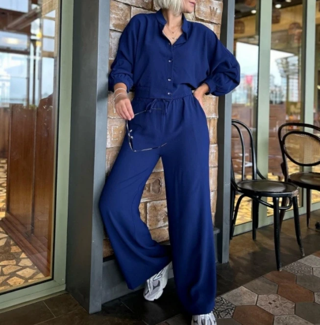 Fashion Two Pieces Sets for Women 2024 Loose Fitting Long Sleeved Top with Tie Up Wide Leg Pants Women's Pants Set Tracksuit short suit with shorts for women summer shorts shirt sets oversized fashion outfit suit 2023 streetwear tracksuit woman