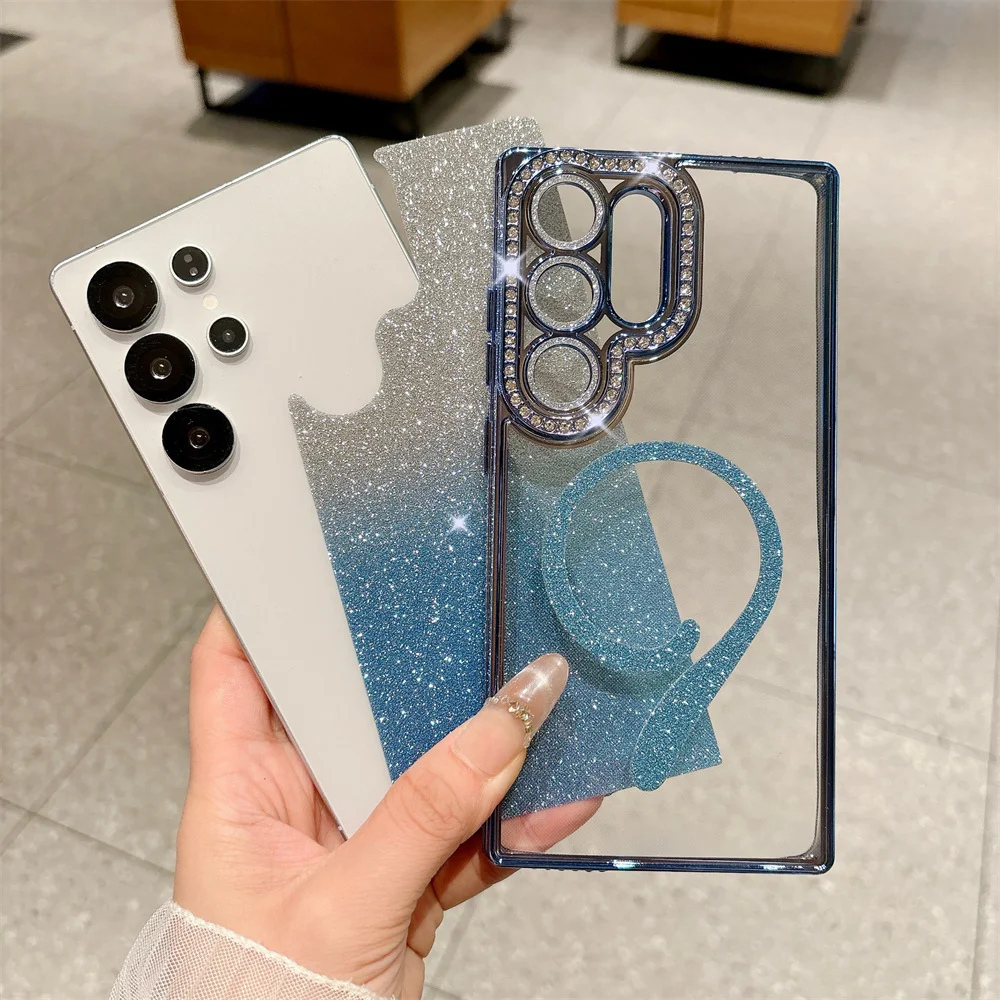 Glamorous Rhinestone Bling Glitter Phone Case with Wireless Charging Compatibility