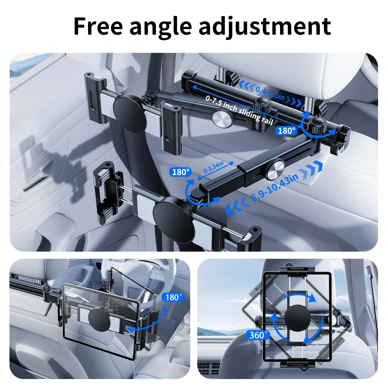 Eary Car Seat Tablet Holder Phone Stand With 360 Rotatable Foldable Adjustable Car Phone Bracket Hanger Car Interior Accessories