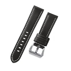 Vintage Crazy Horse Leather Watchband Bracelet - Unisex Wristbelt in Various Sizes - 26mm (Black)