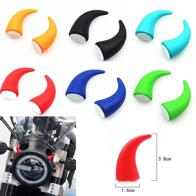 2Pcs Motorcycle Elastic Helmet Devil Horn with Suction Cup Universal
