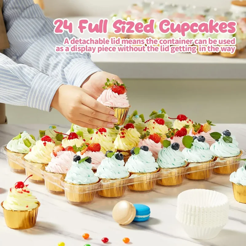 Cupcake Box Container 4/6/12/24 for Cake Carrier Muffin Box Bake Muffin Tart Storage Tray