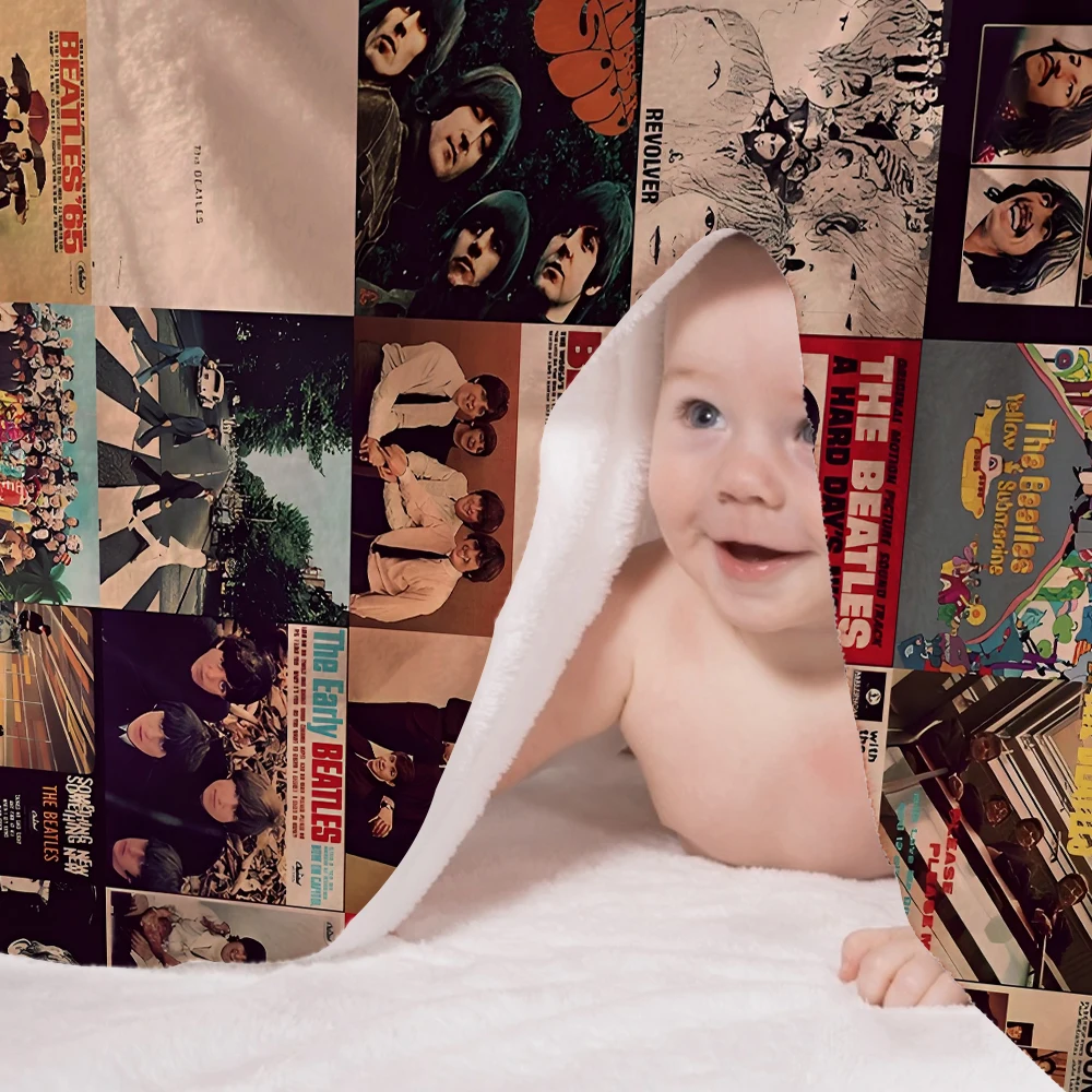 Harajuku T-The Beatle Memebers Art Blanket Soft Warm Flannel Throw Blanket Bedding for Bed Living room Picnic Travel Home Couch 2