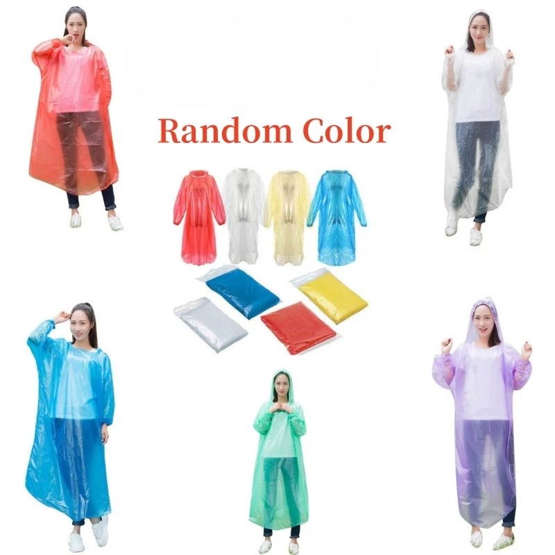 10/30/50pcs Disposable Rain Ponchos Raincoat with Hood Adults Emergency Waterproof Raincoat for Camping Hiking Sport Outdoors