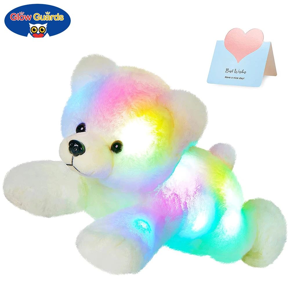 37cm Stuffed Polar Bear Plush Doll Animals LED Plush Toy Music Night Lights Glow Pillow White Bear Birthday Gift for Girls Kids plush toy