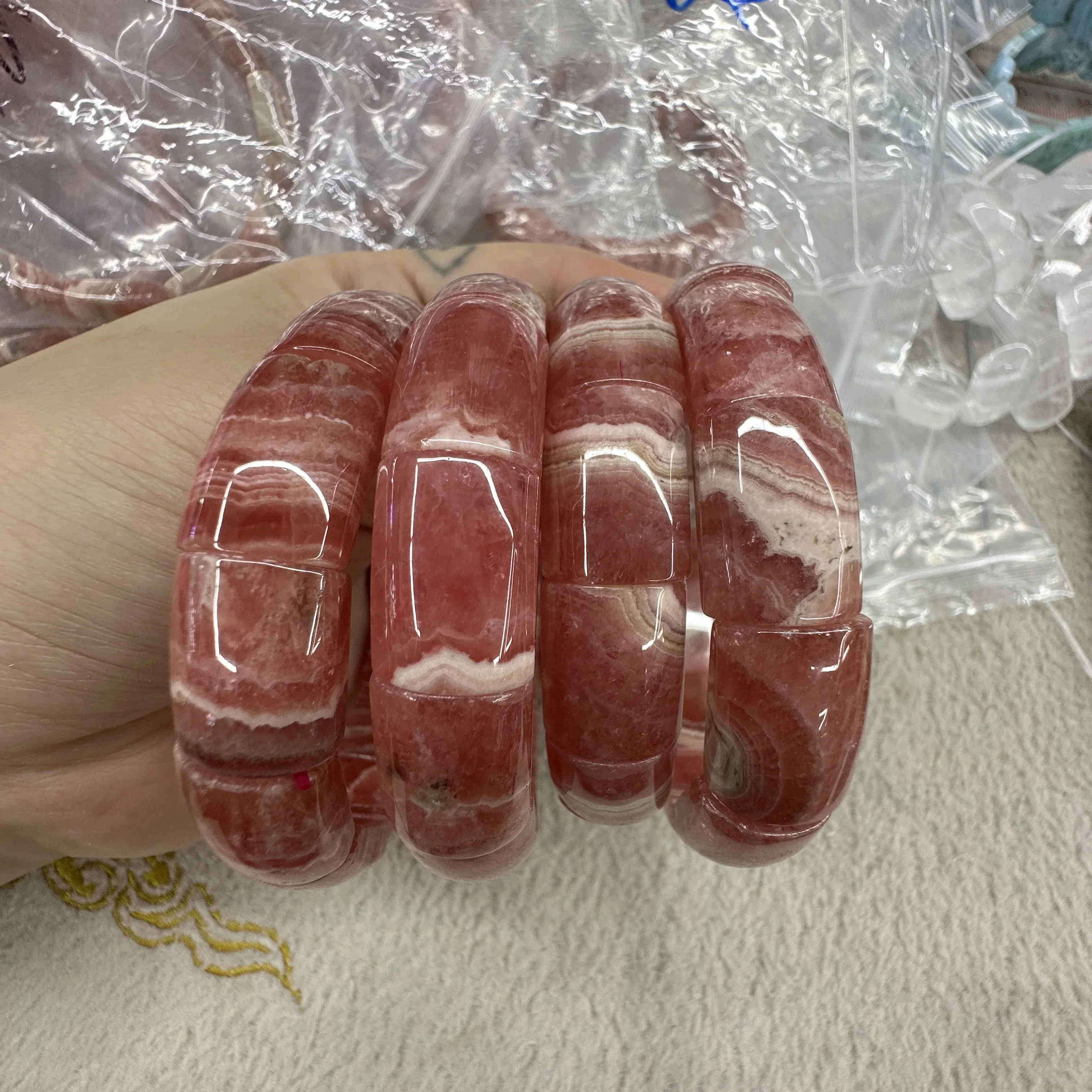 

AAAA Genuine Pink Argentina Natural Rhodochrosite Bracelet Gemstone Bangle Charm Real Designer Lucky Amulet Hand String