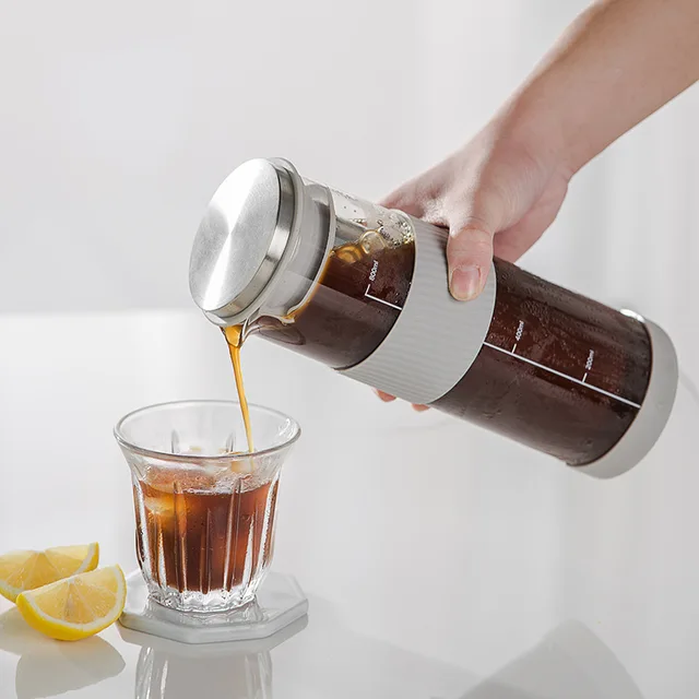 Leeseph-cafetera fría hermética portátil, Infusor de té, jarra de vidrio, 800ml