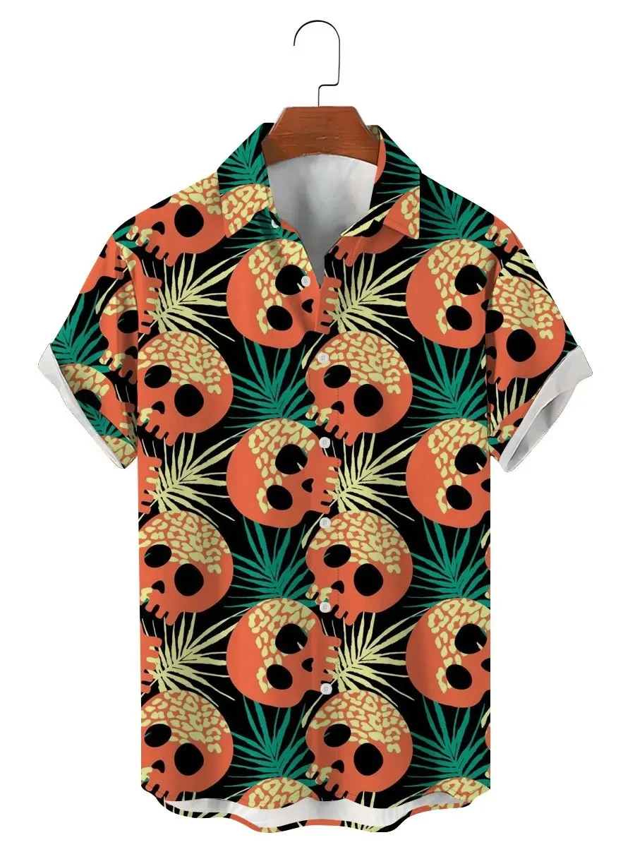 

Men's Shirt Horror Skull 3D Print Men's Clothing Oversized Summer Casual Hawaii Beach Hawaiian Harajuku Fashion Holiday Shirts