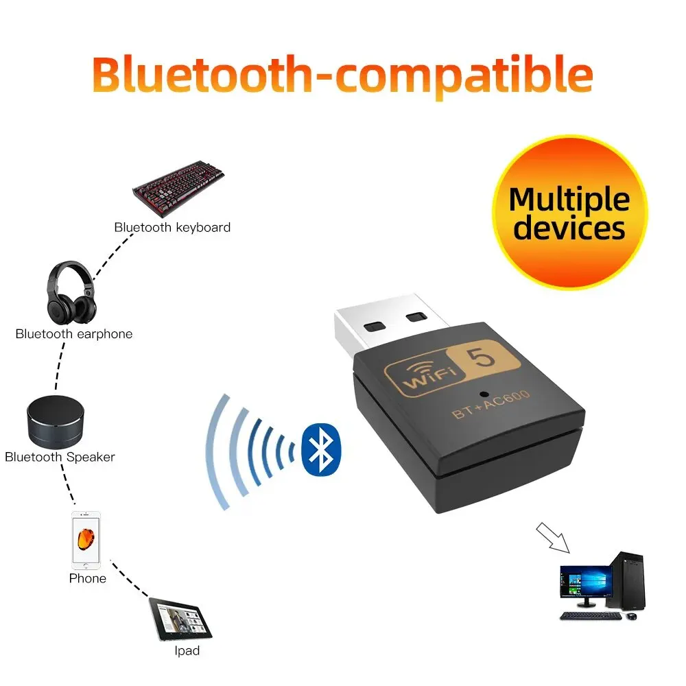 PIX-LINK UAC10 600Mbps High-Gain Wireless USB Adapter Wi Fi Dongle Bluetooth-compatible Wireless USB Wifi Adapter wifi adapter