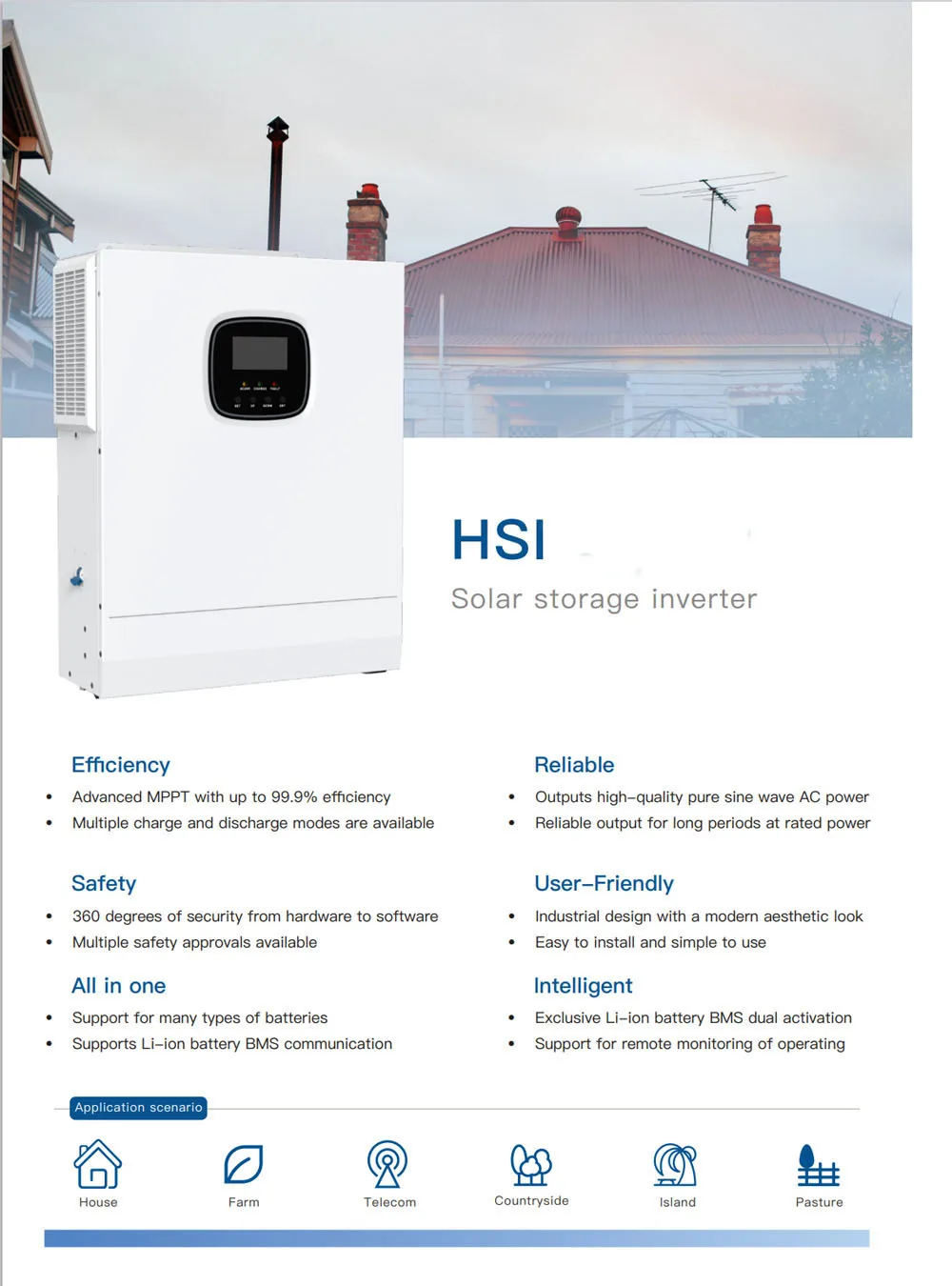 5000W 5KW 하이브리드 태양광 인버터 오프 그리드 48V DC  110V 120V 220V AC 출력, 80A MPPT 태양광 충전기 최대 500V PV HSI5000U