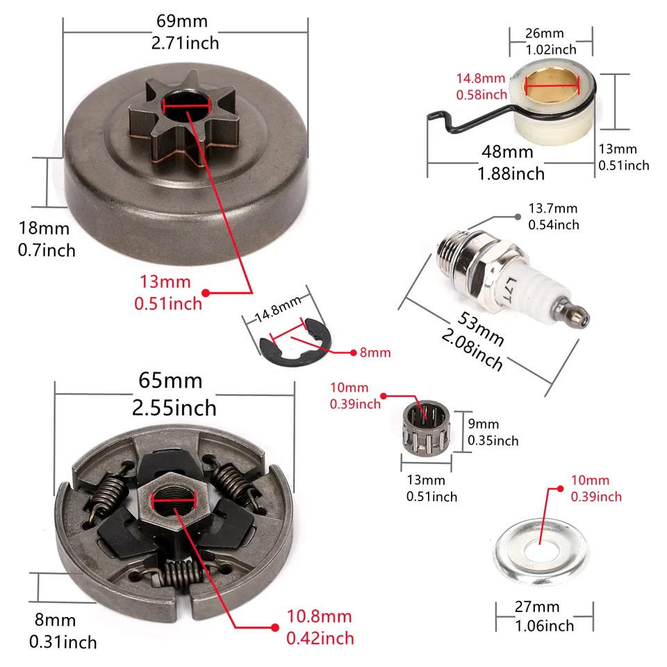 Frizione E Cuscinetto Per Motosega Cinese 3800 - Ricambio 3/8", Compatibile - Foto 10