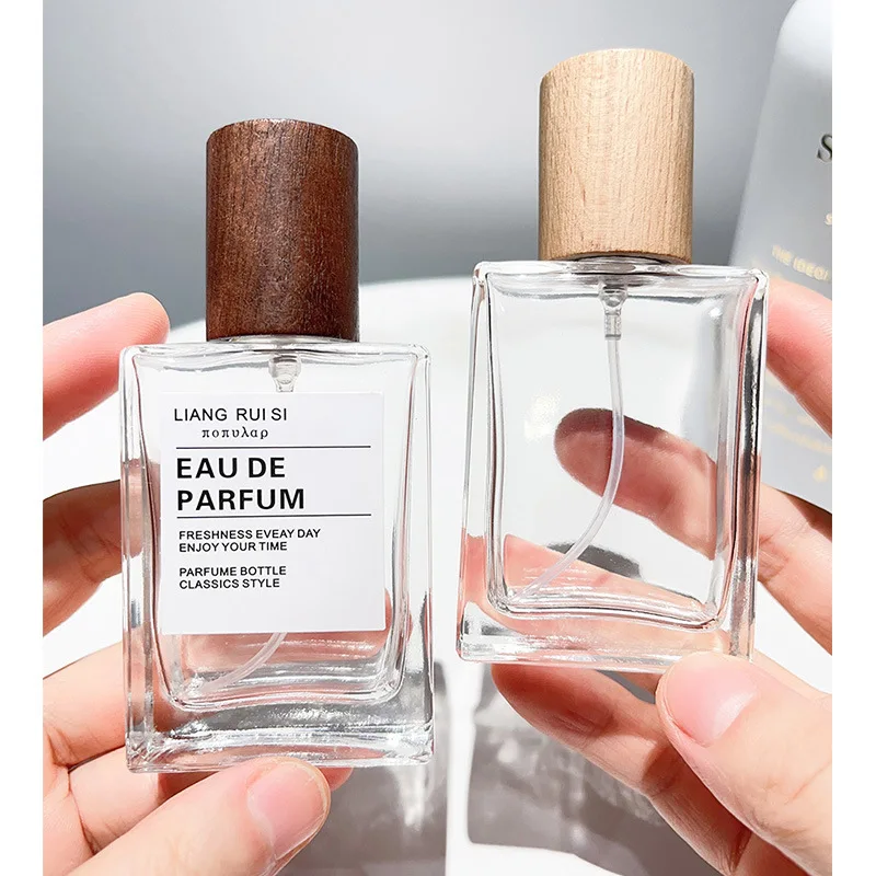50ml Square Glass Perfume Bottle Clear Spray Bottles Packaging Bottle Refillable Atomizer Travel Cosmetic Container High Grade