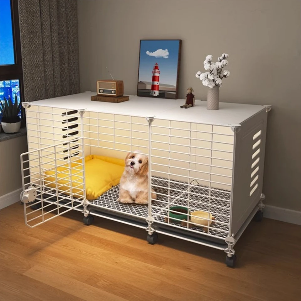 Stylish Dog Crate End Table with Wheels