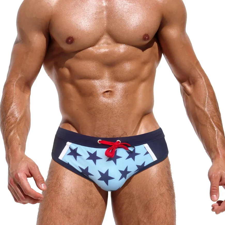 

Sexy Pouch Pad Bikini Swimwear Men Swim Briefs Swimsuits Man Swimming Trunks JESSBORN Star Mens Beach Shorts Surf Bath Wear Suit