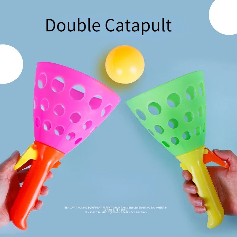 

1Pair Children's Sports Fun Toys Double Catapult Ball Parent-child Interaction Throw Ball Outdoor Kindergarten Kid Game Plastic